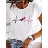 Dragonfly Butterfly Print Blouse Loose Women's Short-sleeved T-shirt Round Neck Casual Fashion Daily