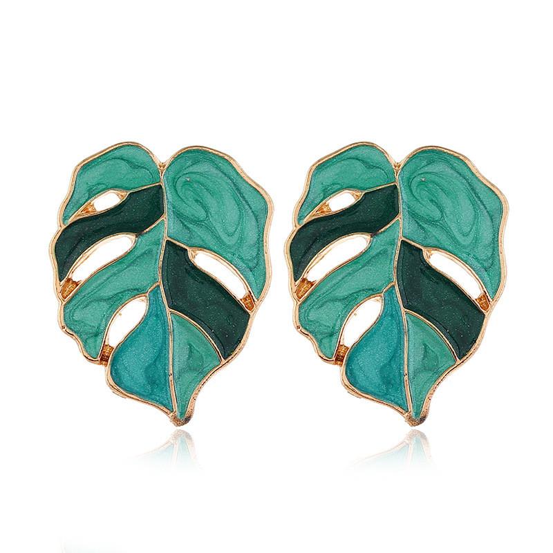 Leaves Earrings Hollow Out Vintage Female Alloy Personalized Personality Dripping Oil