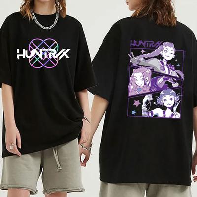 ГОРЯЧАЯ Kpop Футболка Huntrix Мужская Женская Мода Харадзюку Футболка Летняя Крутая С коротким рукавом Хип-хоп Топ Футболка