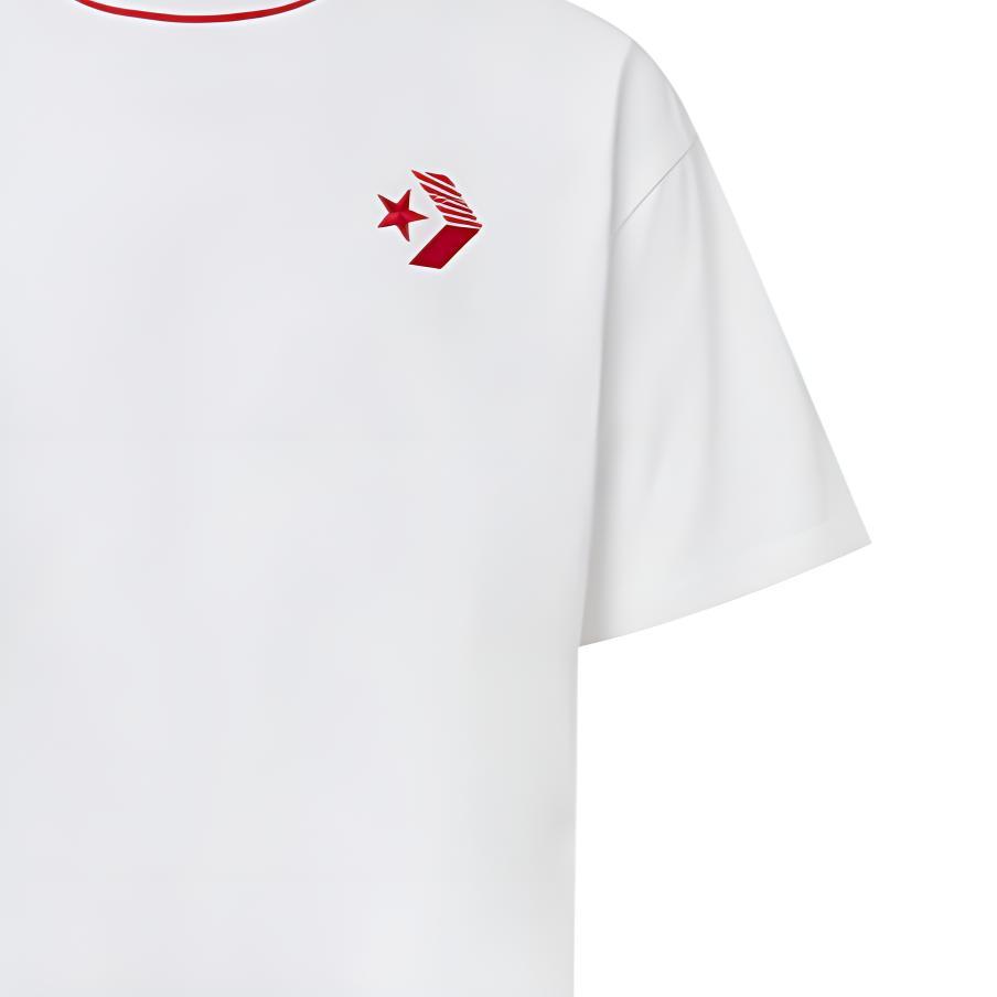 Converse T Shirts Men's White Crew Neck Moderate Straight Fit 10020887-A02