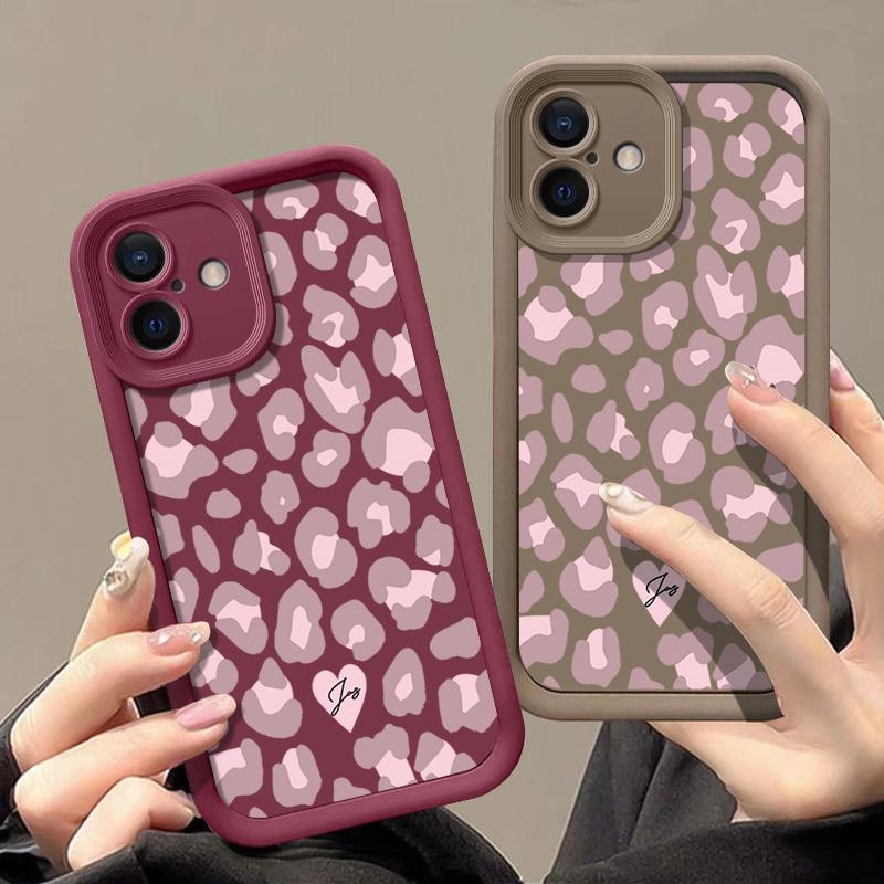 Розовый леопардовый узор с противоударным рисунком для iPhone 16 15 14 Plus 13 12 11 Pro Max Xs Xr 8 7 матовый мягкий чехол из ТПУ для защиты линз от падений