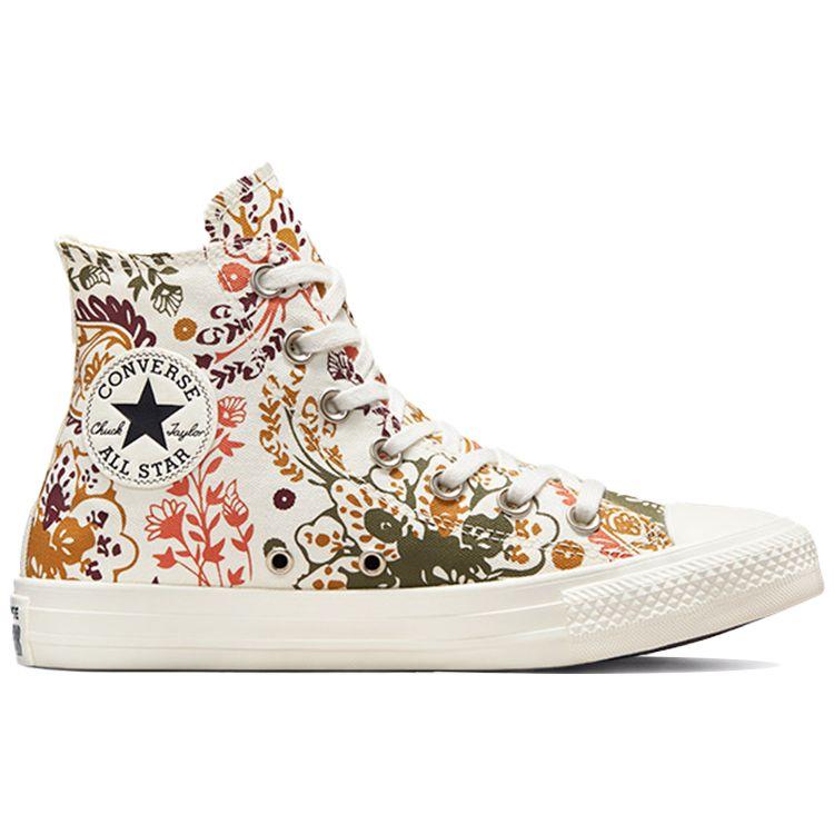 Converse Chuck Taylor All Star Высокие осенние женские кроссовки с цветочным принтом Кремовые Egret Field-Surplus 572543C