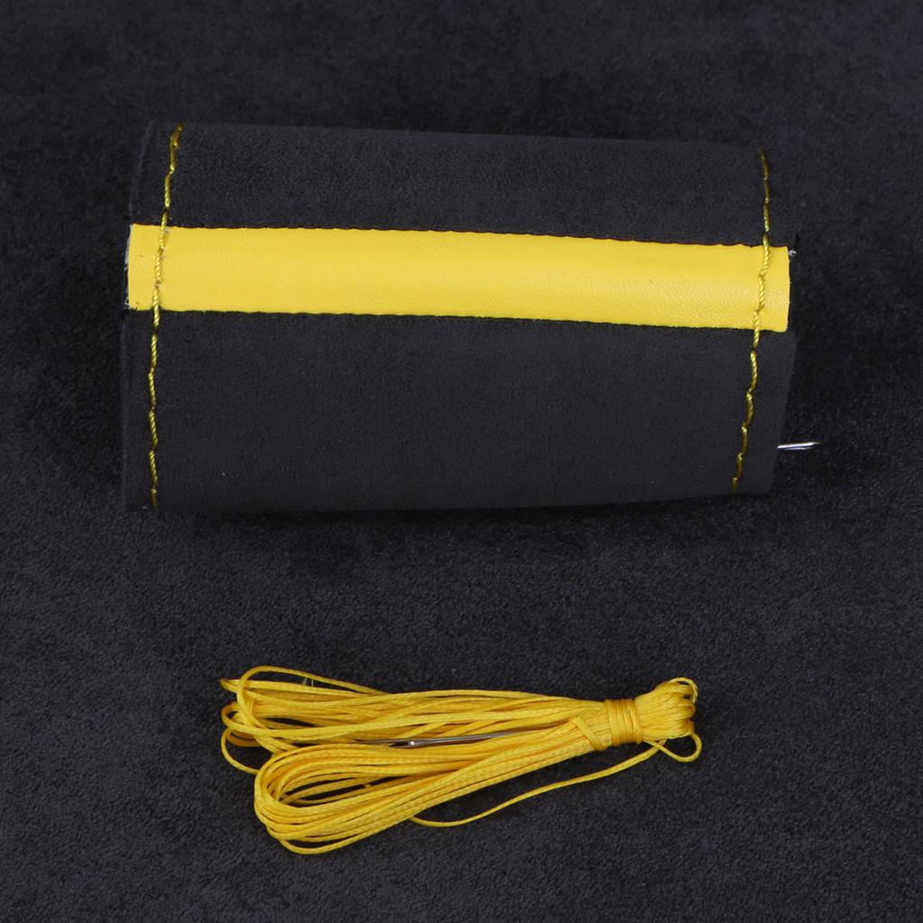 Универсальная замшевая оплетка на руль автомобиля 37-38 см, сделай сам, ручная строчка, черная мягкая кожаная плетеная оплетка для руля автомобиля