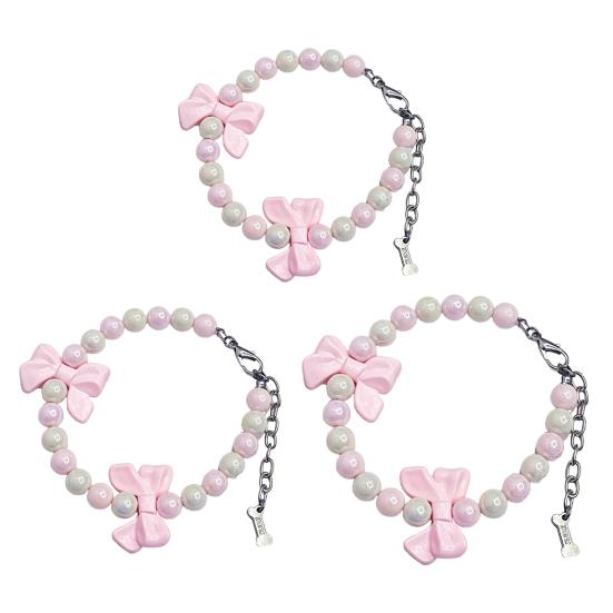 Ошейник для домашних животных для собак и кошек, регулируемый розовый бант, ювелирные изделия, ошейник для щенков