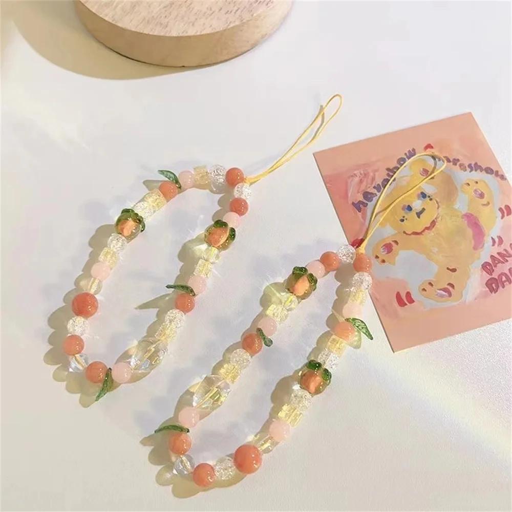 3D Stylish Cute Orange Fruit Resin Beaded Phone Charm Strap Chain Lanyard Women Girl Jewelry Bead Pendant Decoration
