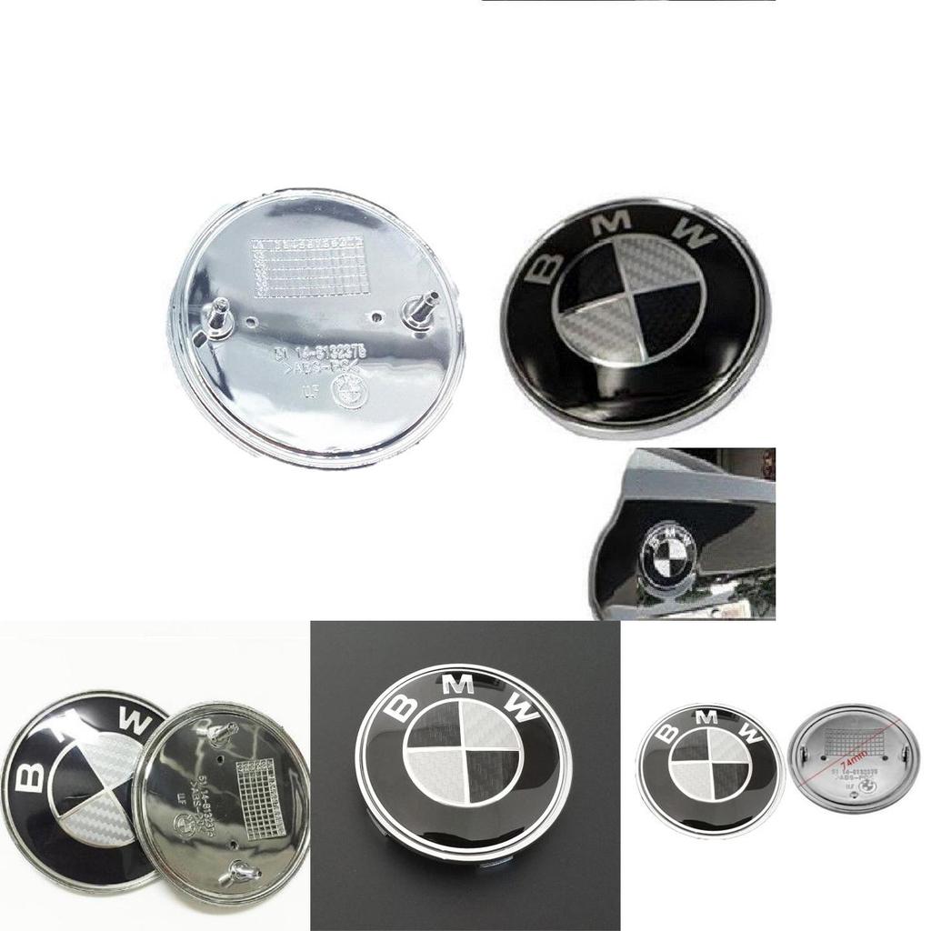Logo Bmw For Real Carbon Fiber Black Silver 74mm Hood Trunk Badge Emblem