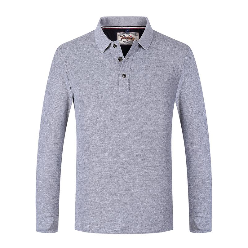 Осенне-зимняя мужская рубашка поло с длинными рукавами и лацканами, верх из чистого хлопка, мягкая деловая рубашка, приятная для кожи, спортивная футболка для активного отдыха
