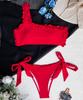 Women's Swimsuit Solid Color One Shoulder Lace Sexy Bikini Side Tie Thong Brazilian Beachwear Bathing Suits