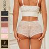 3Pcs Women's Seamless Lace Briefs Women Plus SizePanties Solid Color Breathable Underwear Female Low Waist Soft Lingerie S-XL