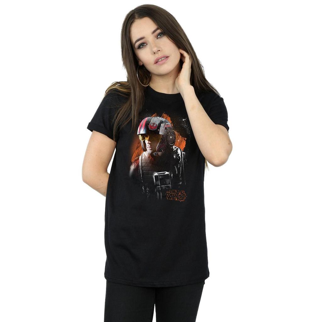 Star Wars Womens/Ladies The Last Jedi Poe Dameron Brushed Cotton Boyfriend T-Shirt