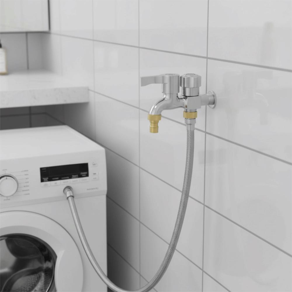 Copper Core Washing Machine Faucet Single-coupled Thickened Water Splitter Faucet Stainless Steel Triple Outlet Adapter Bathroom