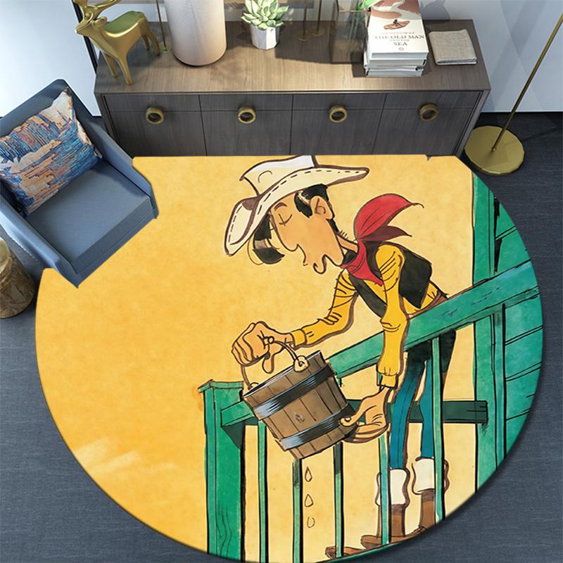 Lucky Luke2 Round Area Rug,Carpet Rug for Living Room Bedroom Sofa Playroom Decor,Non-slip Floor Mat