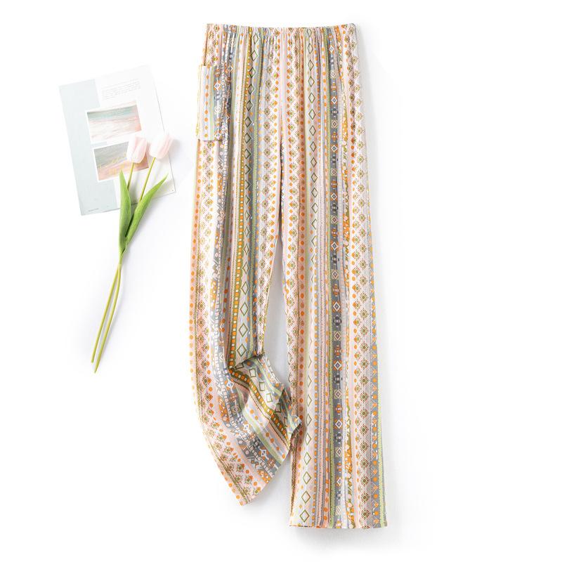 Women's Sleeping Pants Dot Sleepwear Wide Leg Pants High Waist Casual Loose Trousers Outwear