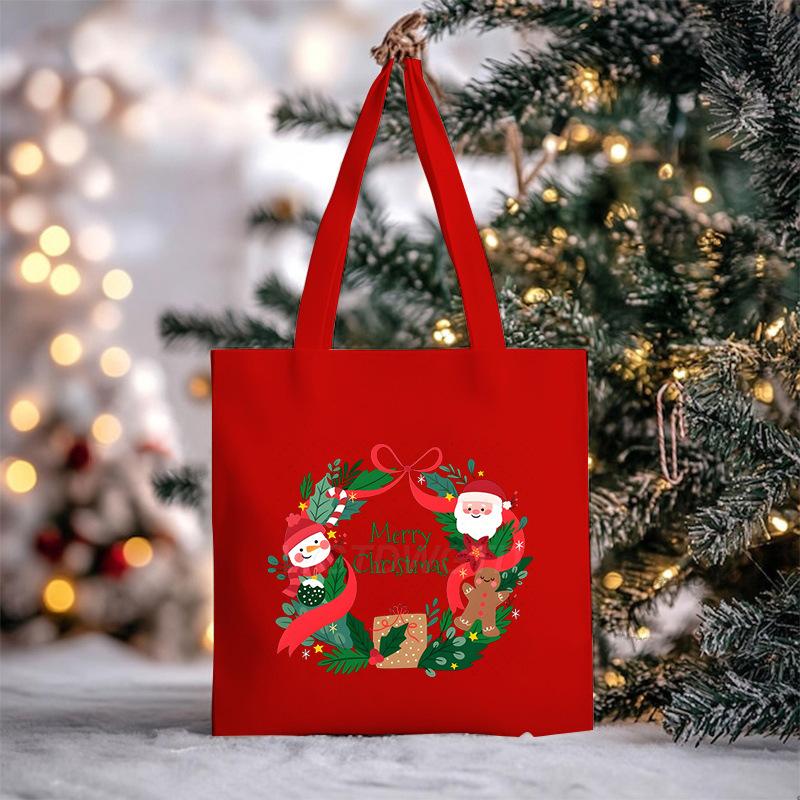 Christmas Christmas Printed Canvas Bag Large Capacity Casual Trend Student Shoulder Bag Tote Bag