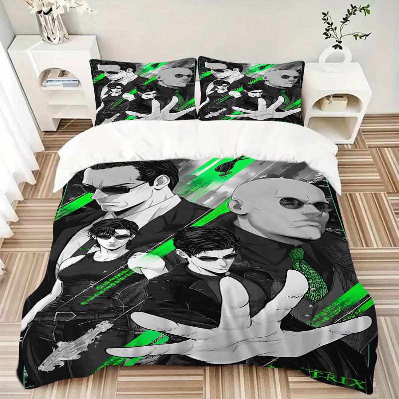 3pcs The Matrix Bedding Set, Soft Polyester Duvet Cover and Pillowcases Seasons all suitable, Design for Bedroom L1003043