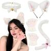 4Pcs/Set Cat Costume Cosplay Accessories Set Plush Material Cat Ear Headband Bell Necklace Claw Gloves Tail Set
