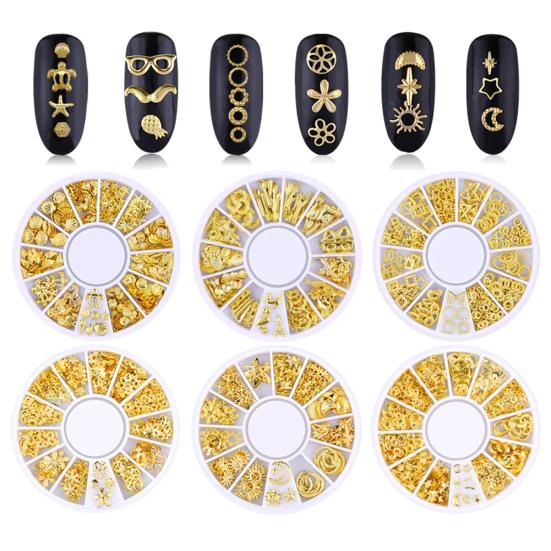 3D Metallic Metal Rivet Heart Moon Star Nail Tips Decorations Manicure Tools