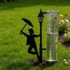 Rustproof Outdoor Glass Tube Rain Gauge Iron Art Garden Stake Rain Water Collector  Weather Station