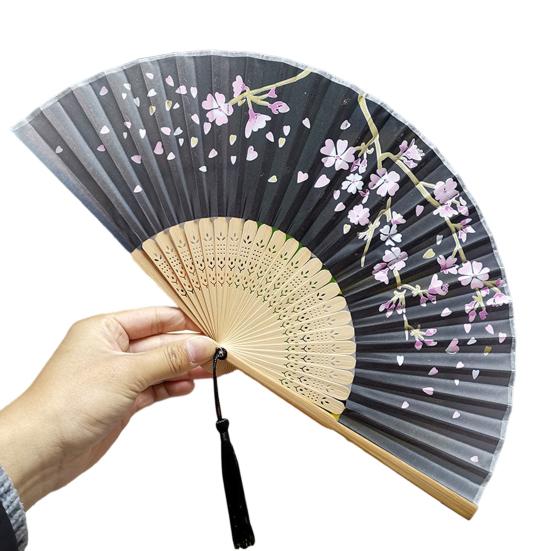 Складной веер Классический бамбуковый веер Легкий элегантный ручной веер с кисточкой для украшения танцевальных представлений