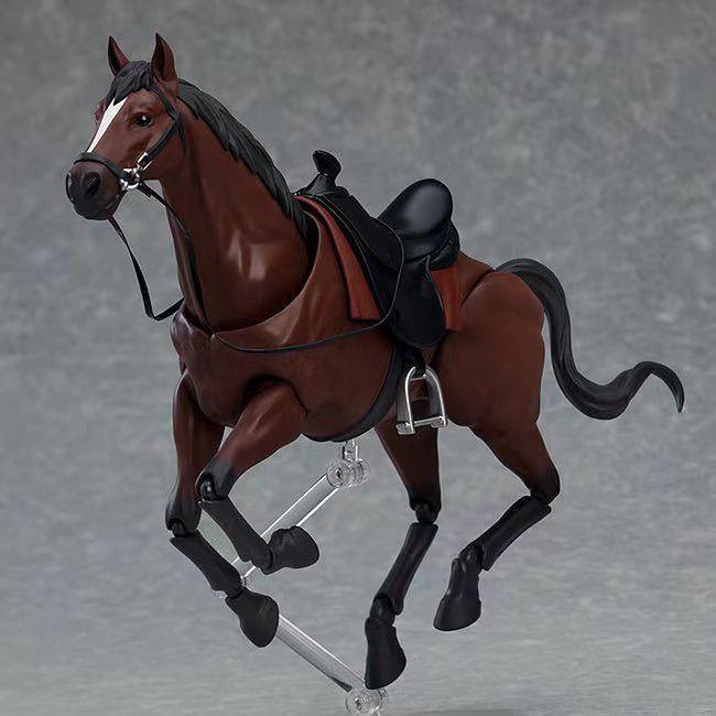 Figma 490 Коричнево-бело-черно-желтая Лошадь Артикулируемая Подвижная Модель Лошади Игрушка Фигурка Набор для Дисплея Диорамы Сцена Подарок Коллекционер