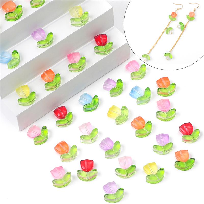 10 шт./пакет, стеклянные бусины ручной работы, цветок тюльпана, подвеска для серег, браслетов, ожерелье, сделай сам, ювелирные изделия, аксессуары для рукоделия