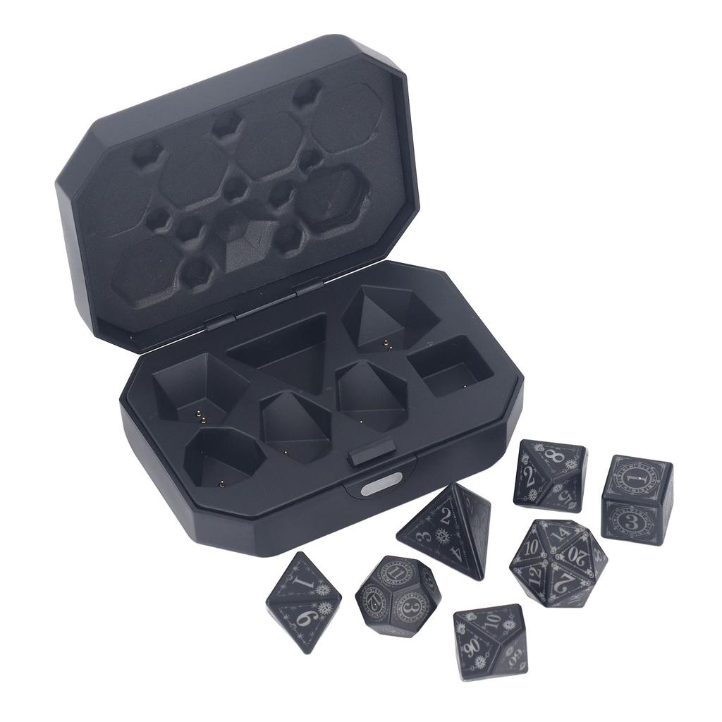 Набор из 7 светящихся игральных костей с зарядным устройством USB перезаряжаемые электронные светодиодные многогранные игральные кости с теплым светом