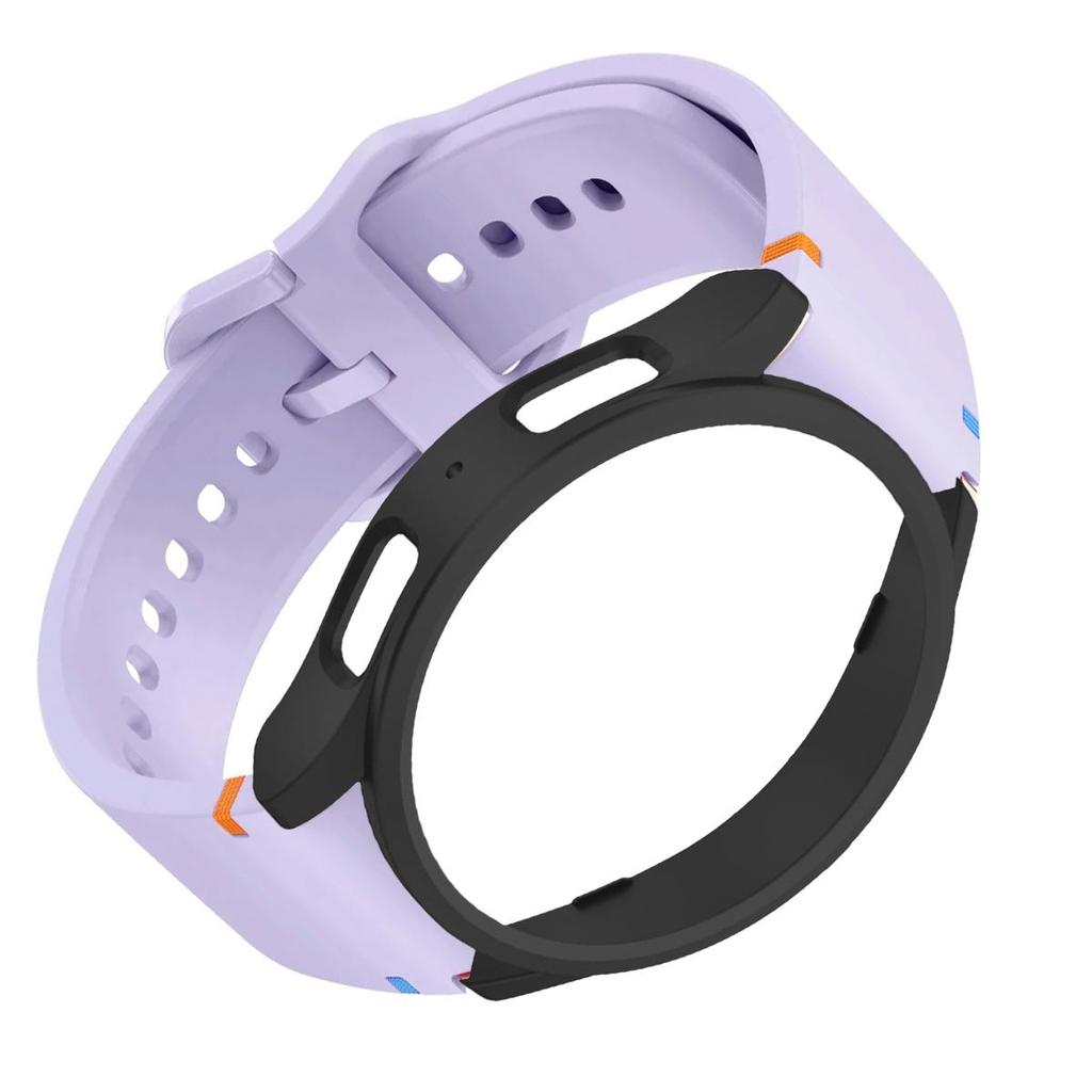 Чехол+Ремешок для Samsung Galaxy Watch 7 6 5 4 40 44мм Силиконовый Ремешок Защитная Крышка-Бампер из ПК для 6 Classic 43 47мм Спортивный Браслет