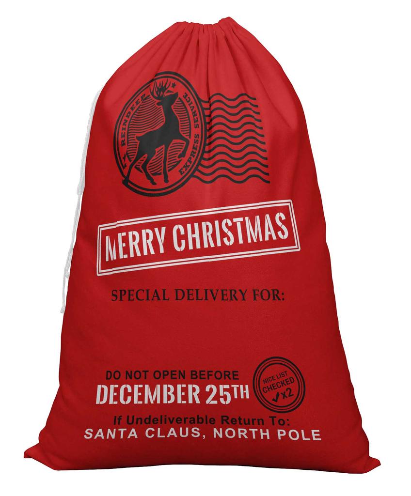 Printtoo 2 шт. Подарочный мешок Санты для детей, рождественские подарки, рождественский мешок, персонализированные сумки, большие 27x20 дюймов