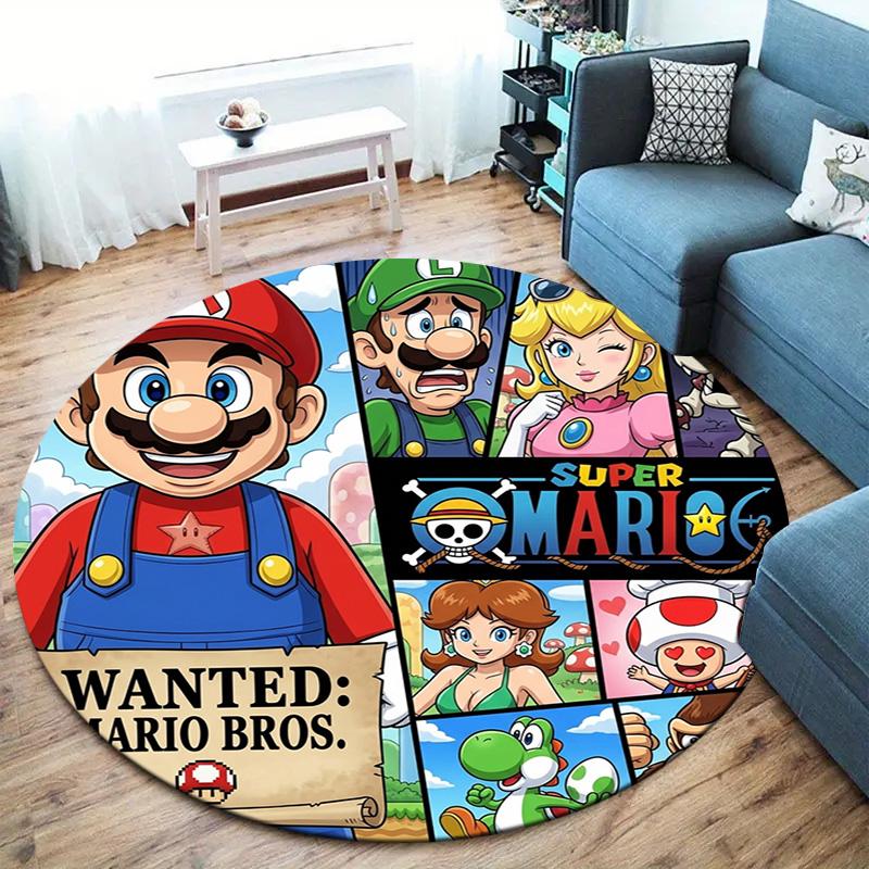 Super Mario Poster Round Area Rug Carpet Rug For Living Room Bedroom Sofa Playroom Decor Nonslip Floor Mat