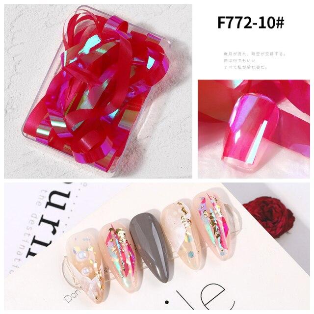 1 Box Aurora Nails Foil Film Sticker Cellophane Paper Korean Nail Glass Foils Trend Design Ice Cube Manicure Nail DIY Decoration