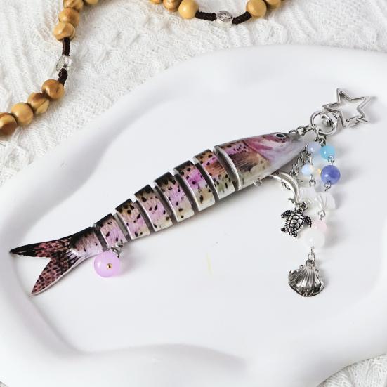 Рыболовная приманка Брелок Подвеска Бусины Ракушка Морская звезда Кисточка 8-секционный Брелок для ключей в виде рыбы