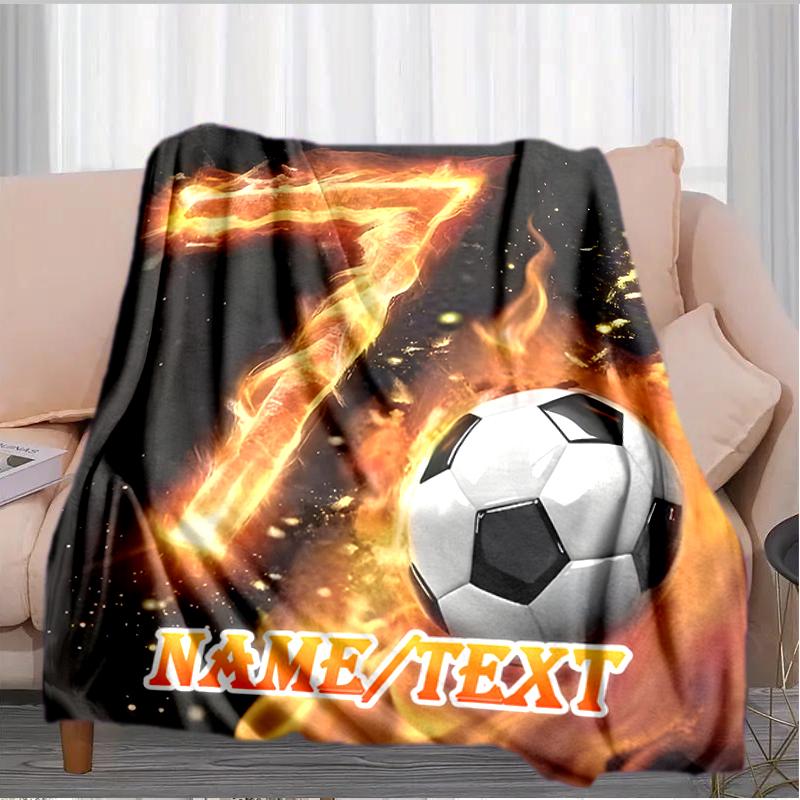 1PC Custom Name Soccer Seven" outdooor Flannel blankets Throw Blanket All-Season Throw Gift Bedspread for Couch, Bed, Camping Holiday Birthday gift