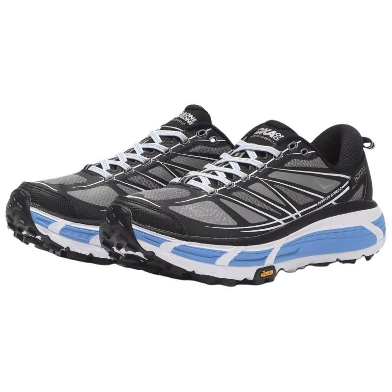 HOKA One One Mafate Speed 2 Противоскользящие Износостойкие Низкие Кроссовки Унисекс Черно-белые 1126851-BWHT