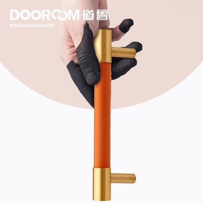 Dooroom Латунные мебельные ручки Натуральная кожа Скандинавские простые ручки Шкаф Гардероб Комод Ящик для обуви Ящик Винный бар Шкаф Кнопка