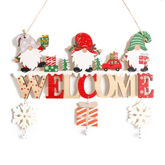 Christmas Wood Door Elk Outdoor Sign Santa Gnome Snowman Indoor Decoration Front Door Wall Hanging