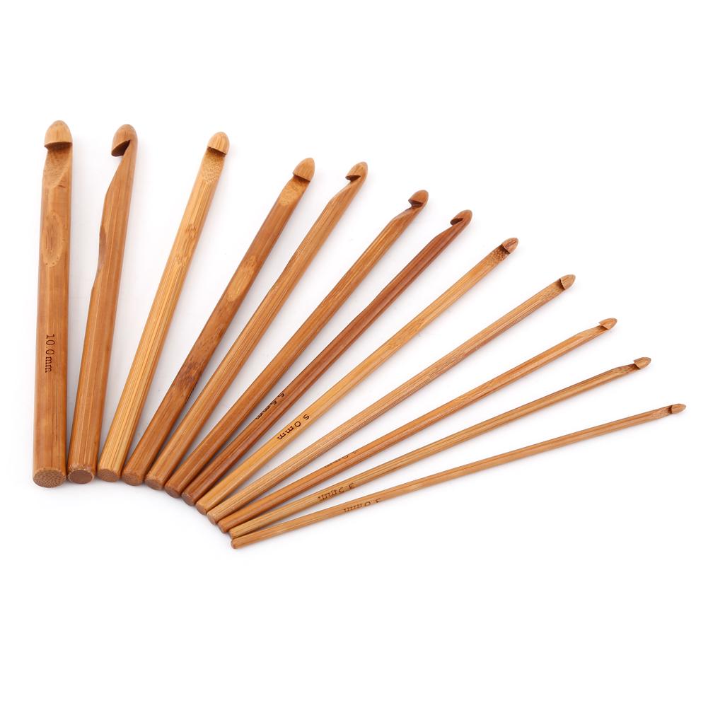 Bamboo Crochet Hooks Needles Knit Weave Craft Yarn Sewing Knitting Tools with Case