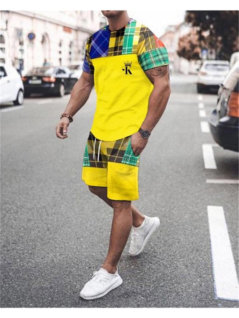 Summer Men's Tracksuit Oversized Clothes Two Pieces Set Vintage Casual Streetwear 3D Printed Beach Set Men Tshirt Shorts Outfits