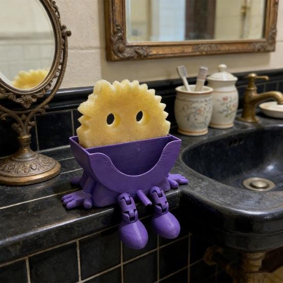 Забавный держатель для губок с дренажем Креативный органайзер для раковины на кухню 3D-печатная улыбающаяся подставка для губок Аксессуар для кухонной раковины