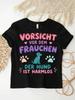 Vorsicht Vor Dem Frauchen GerUnisex Dog Quote T Shirt Cute Puppy Paw Print Pet Lover Women Casual Short Sleeve Tee