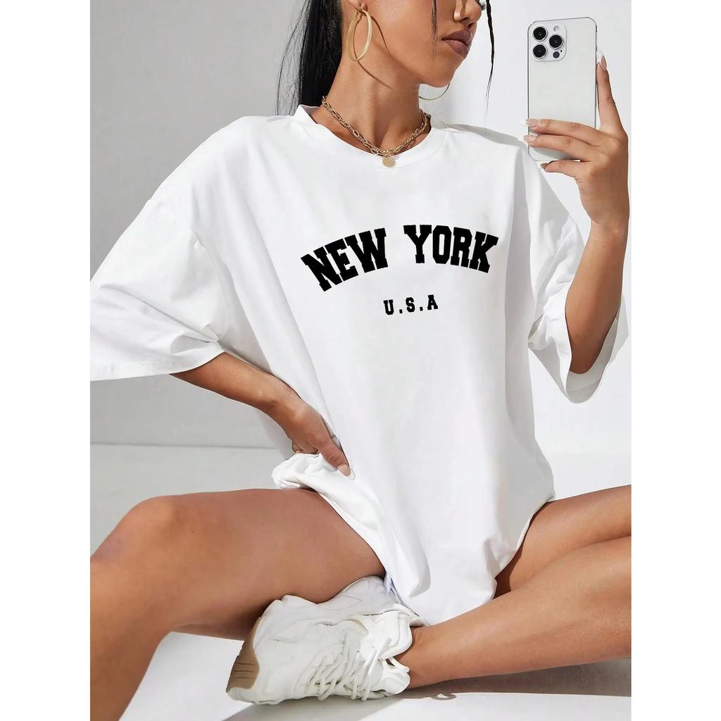 U.S.A New York USA City Street Printed Women T Shirts Breathable Summer T-Shirt Fashion Tees Clothing O-Neck  Short Sleeve