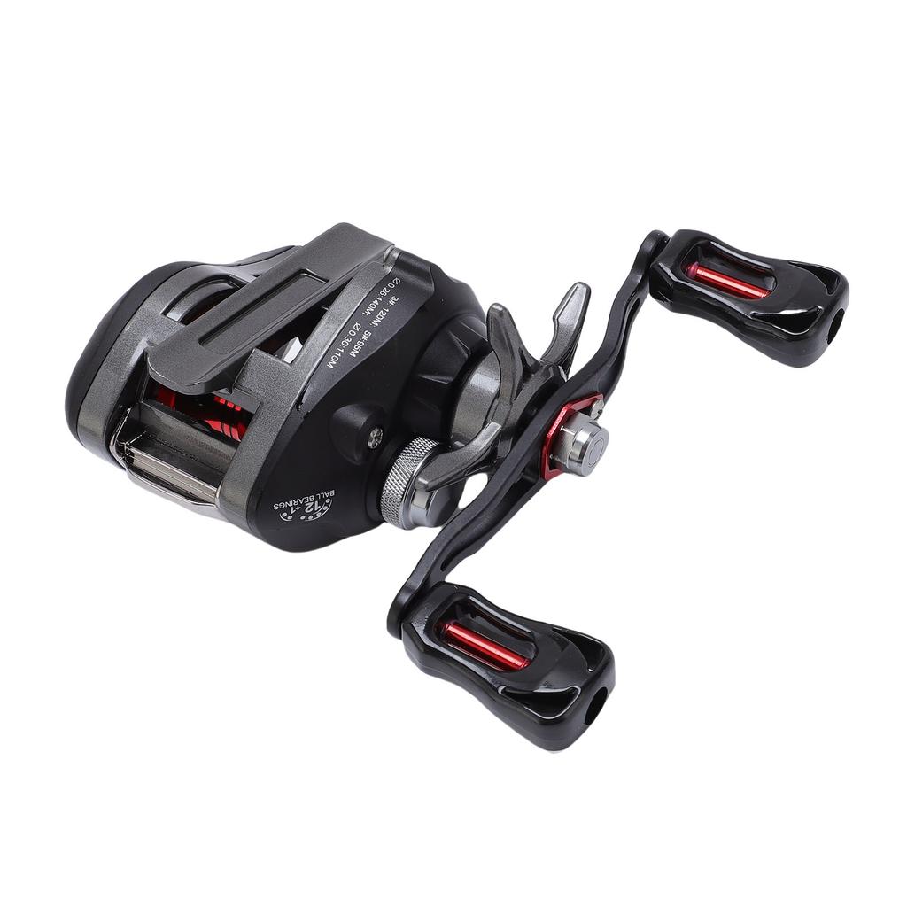 Left Handed Baitcast Reel 17.6lb Double Line Cup 6.3:1 Gear Ratio Magnetic Double Braking Fishing Reel with Drag Alert