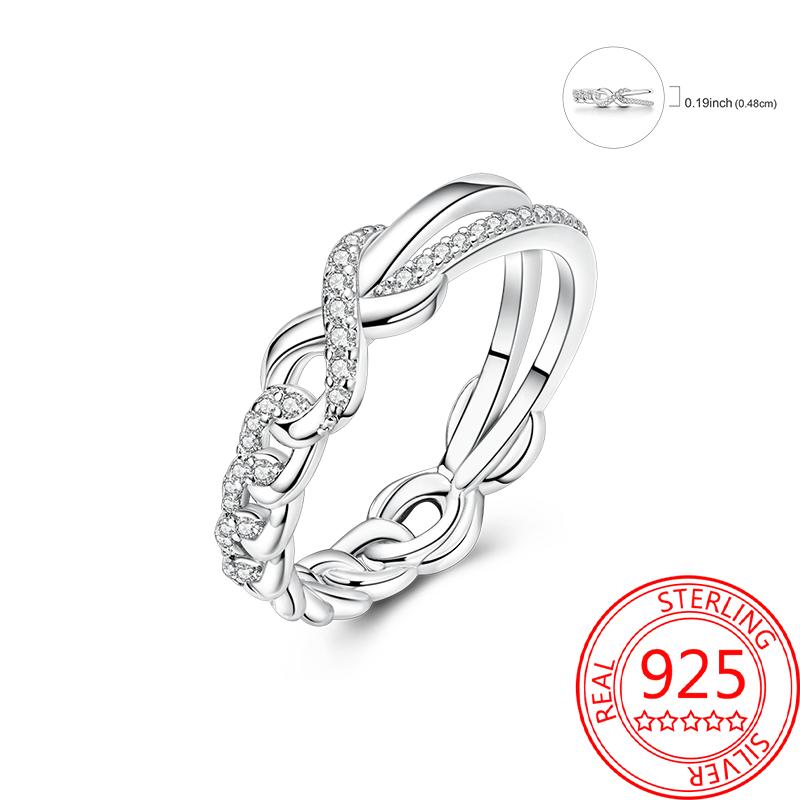 925 Silver Beautiful Stars and Moon Shining Sun Geometry Infinite Combination Ring Boutique Matching Gifts