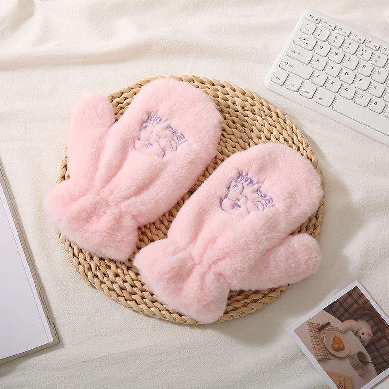 Зимние теплые плюшевые перчатки студенческие для письма мультяшные панда велосипедные теплые от холода перчатки бархатные мужские и женские