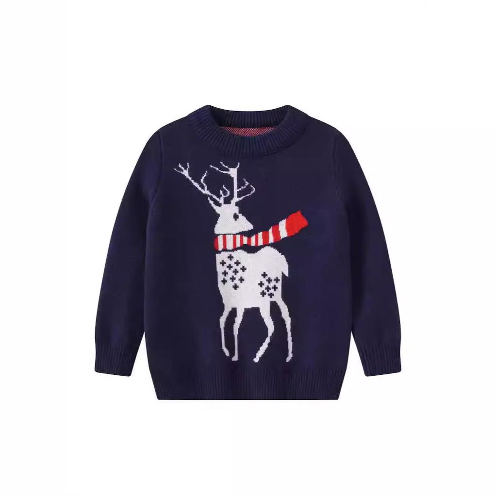 Fall and Winter Boys and Girls In Small Children's Children's Clothing Christmas Elk England Fashion Loose Pullover Sweater