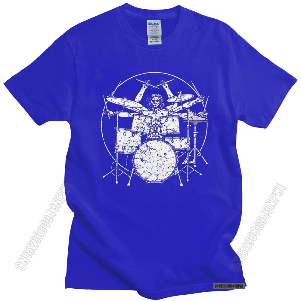 Novelty Cute Vitruvian On Drums Tshirt Cotton Printed Drummer Tee Drumming T Shirts Clothing T-Shirt Streetwear