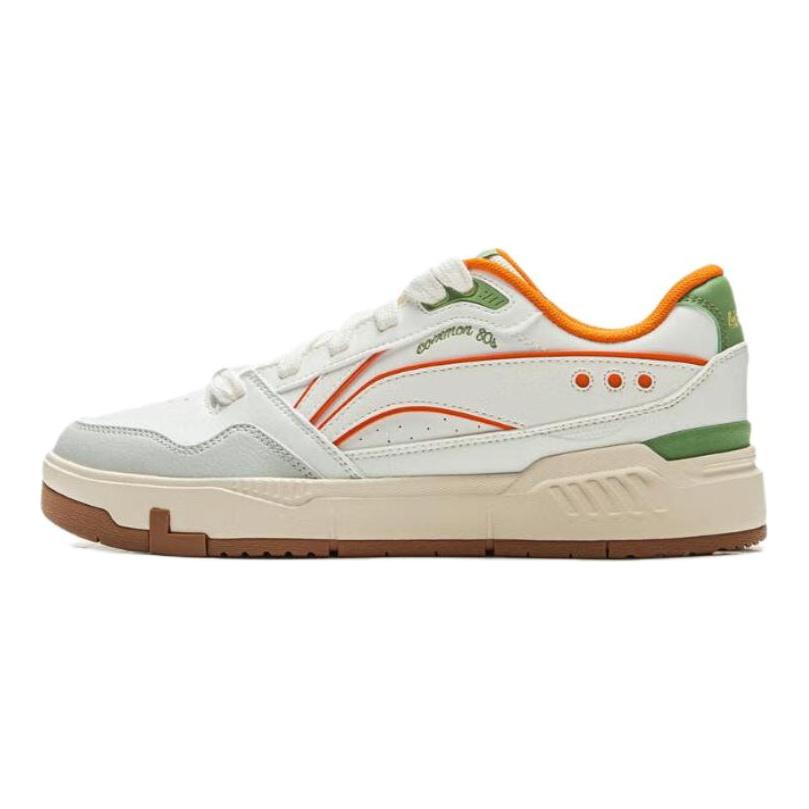 Li Ning Common 80-е Нескользящие Износостойкие Низкие Скейтбордические Кроссовки Мужские Бело-Зеленые AGCV023-3