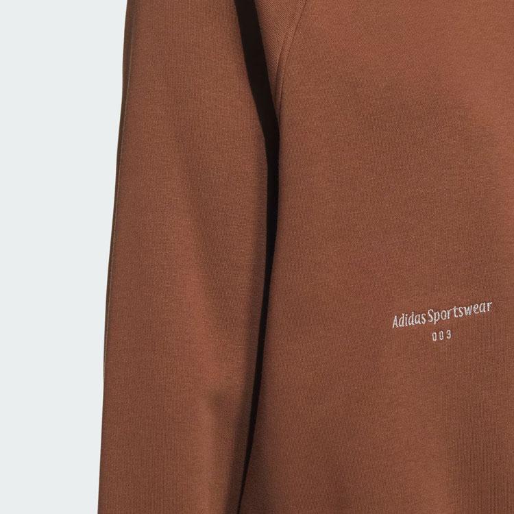 adidas Однотонный флисовый спортивный повседневный свитер с круглым вырезом и длинными рукавами, женский свитер коричневого цвета IX6792