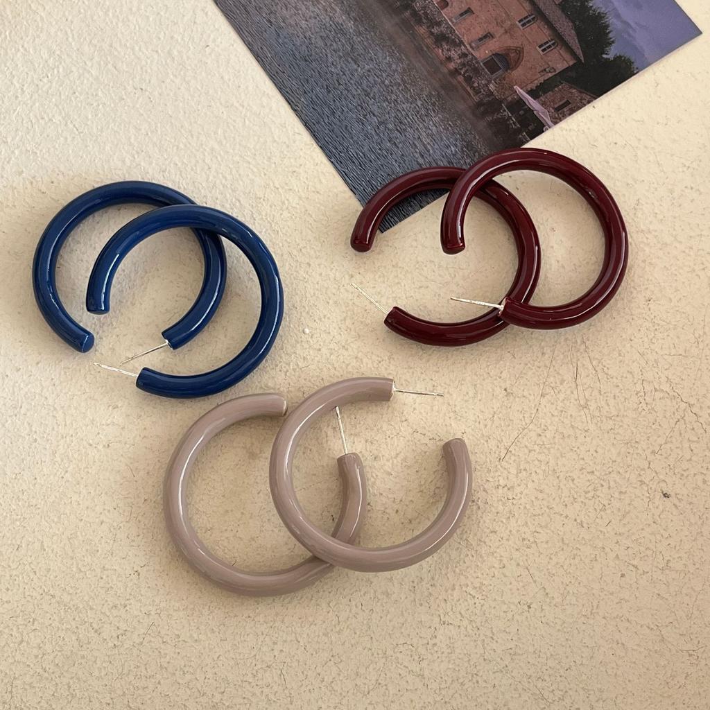 Разноцветные серьги, акриловые геометрические круглые серьги в форме буквы С, модные модные серьги.