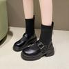 Модные осенне-зимние женские ботильоны однотонные с круглым носком, новинка 2024, горячая распродажа, модные нескользящие уличные женские ботинки Botines Mujer