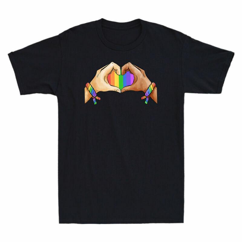 Lgbt Tshirt Tee Pride Heart Rainbow Gift Gay Unity Flag Funny Cotton Unisex Black